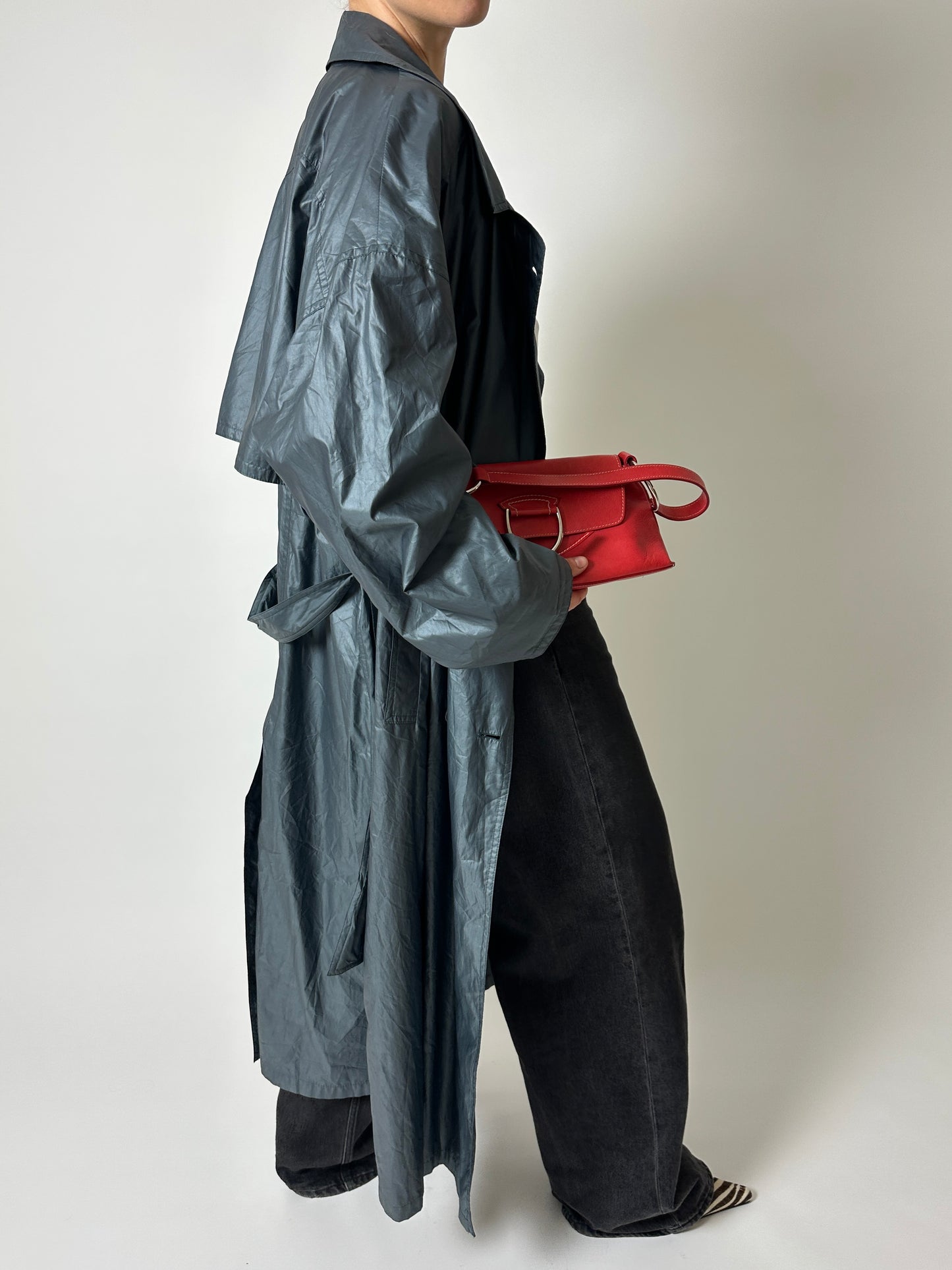 Oversized long trench coat | Sea Green