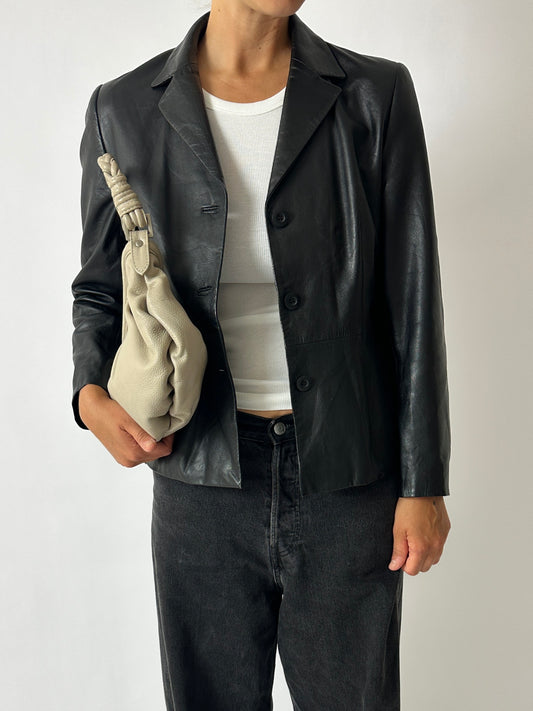 Leather blazer jacket| Black