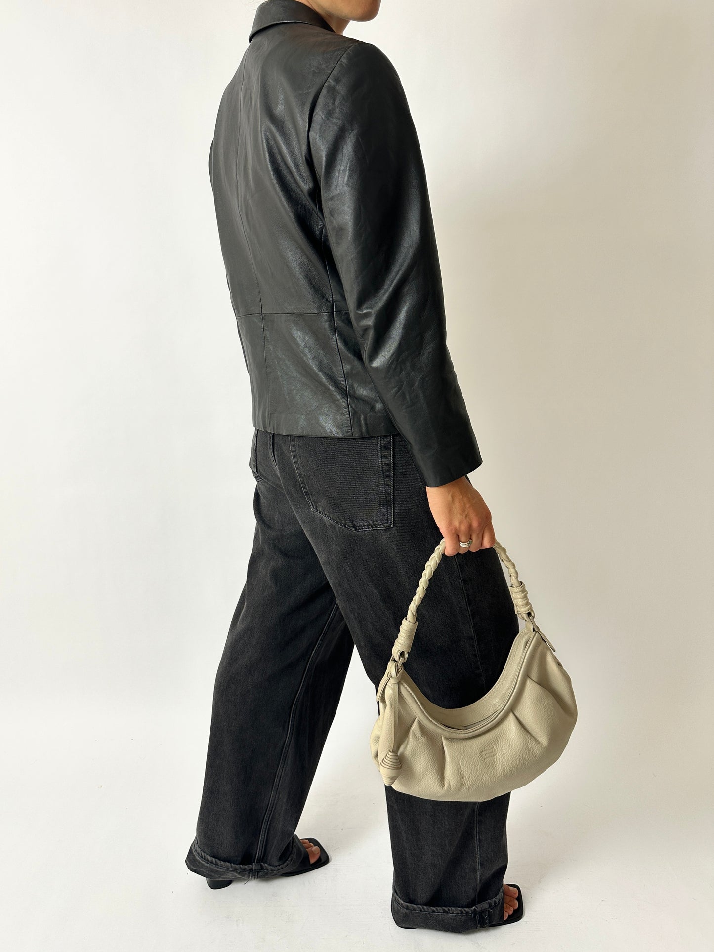 Leather blazer jacket| Black