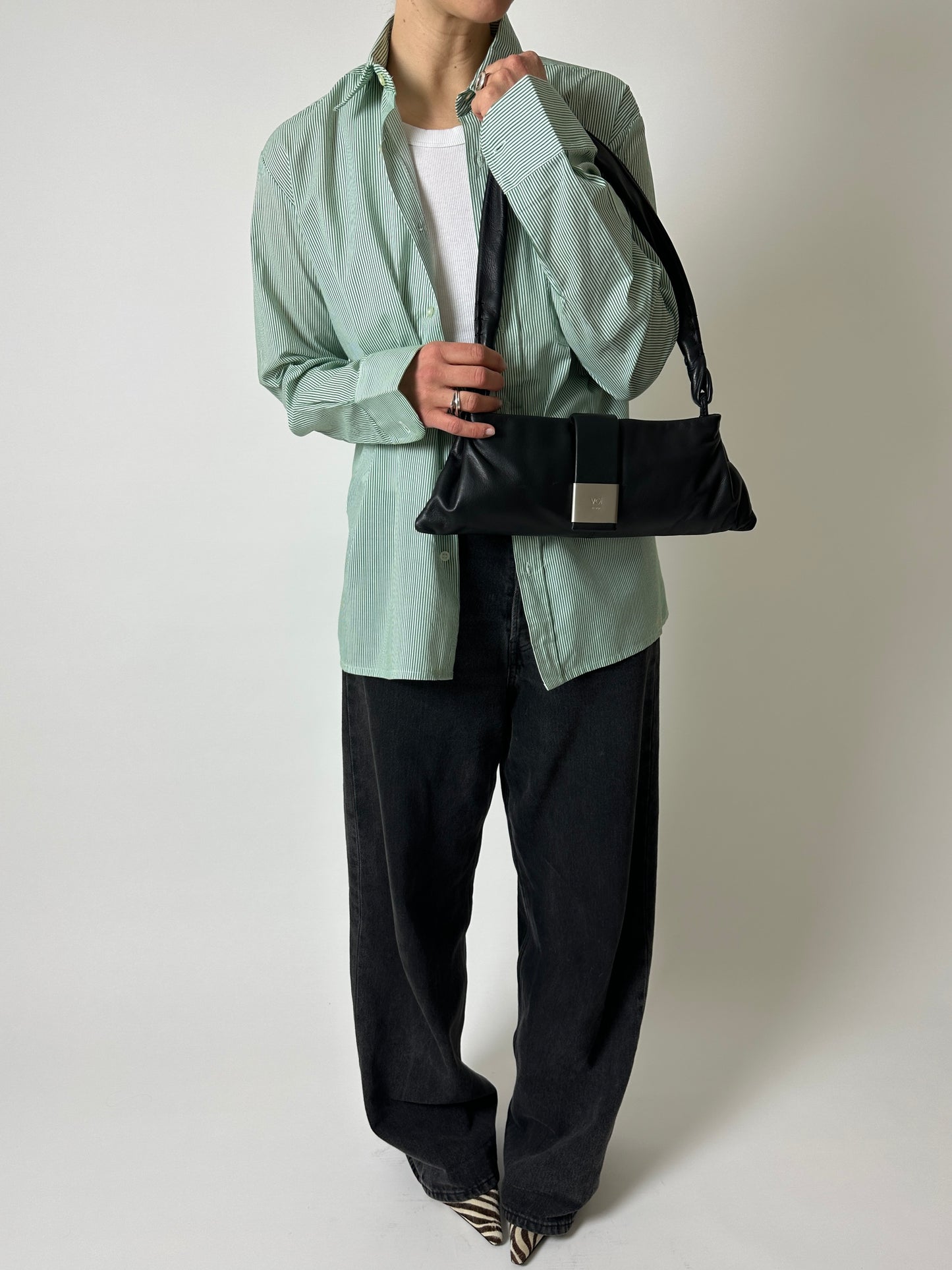 Leather baguette bag | Black
