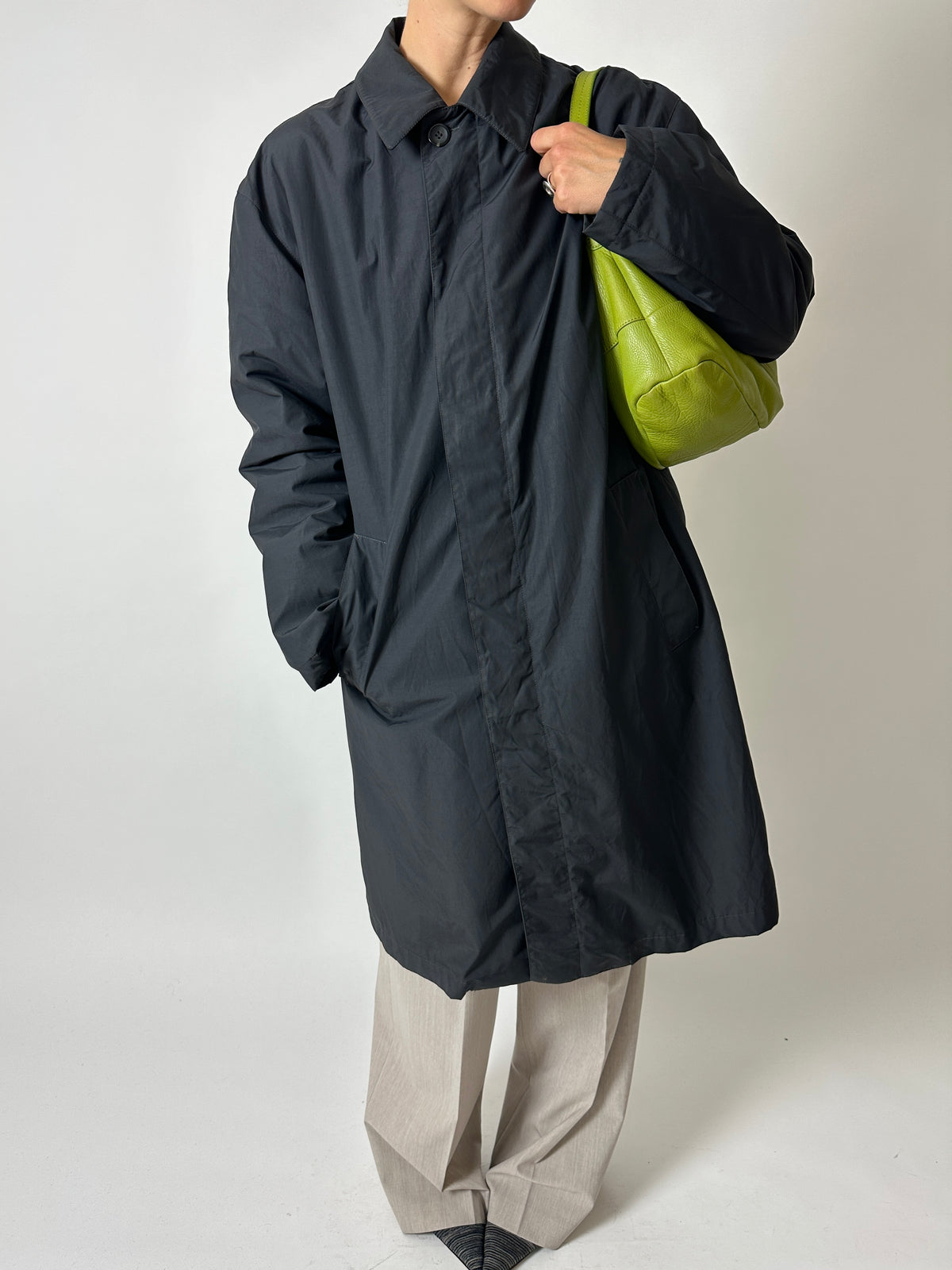 Long Mac coat | Off Black