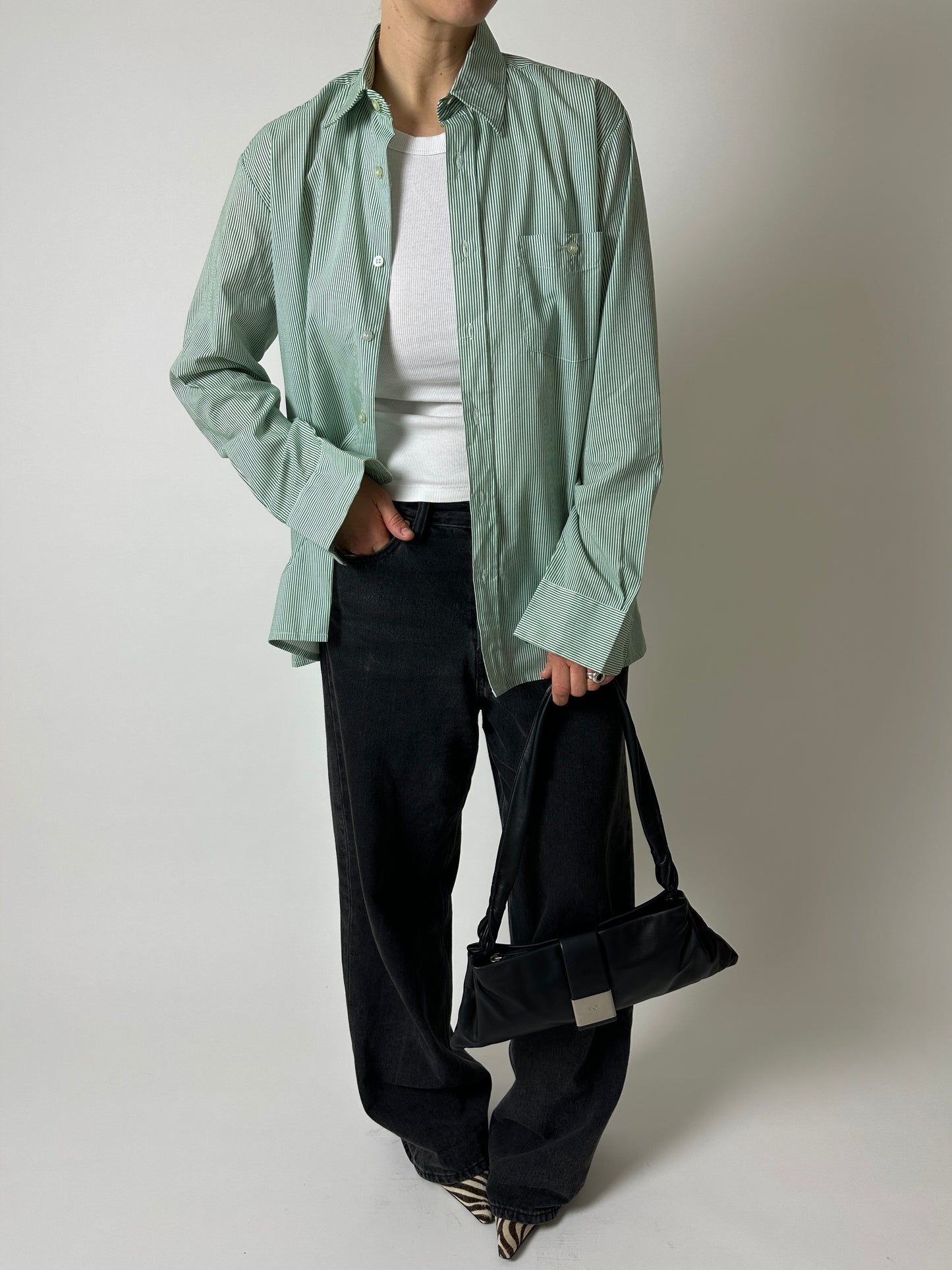 Relaxed fit striped shirt | Green / White