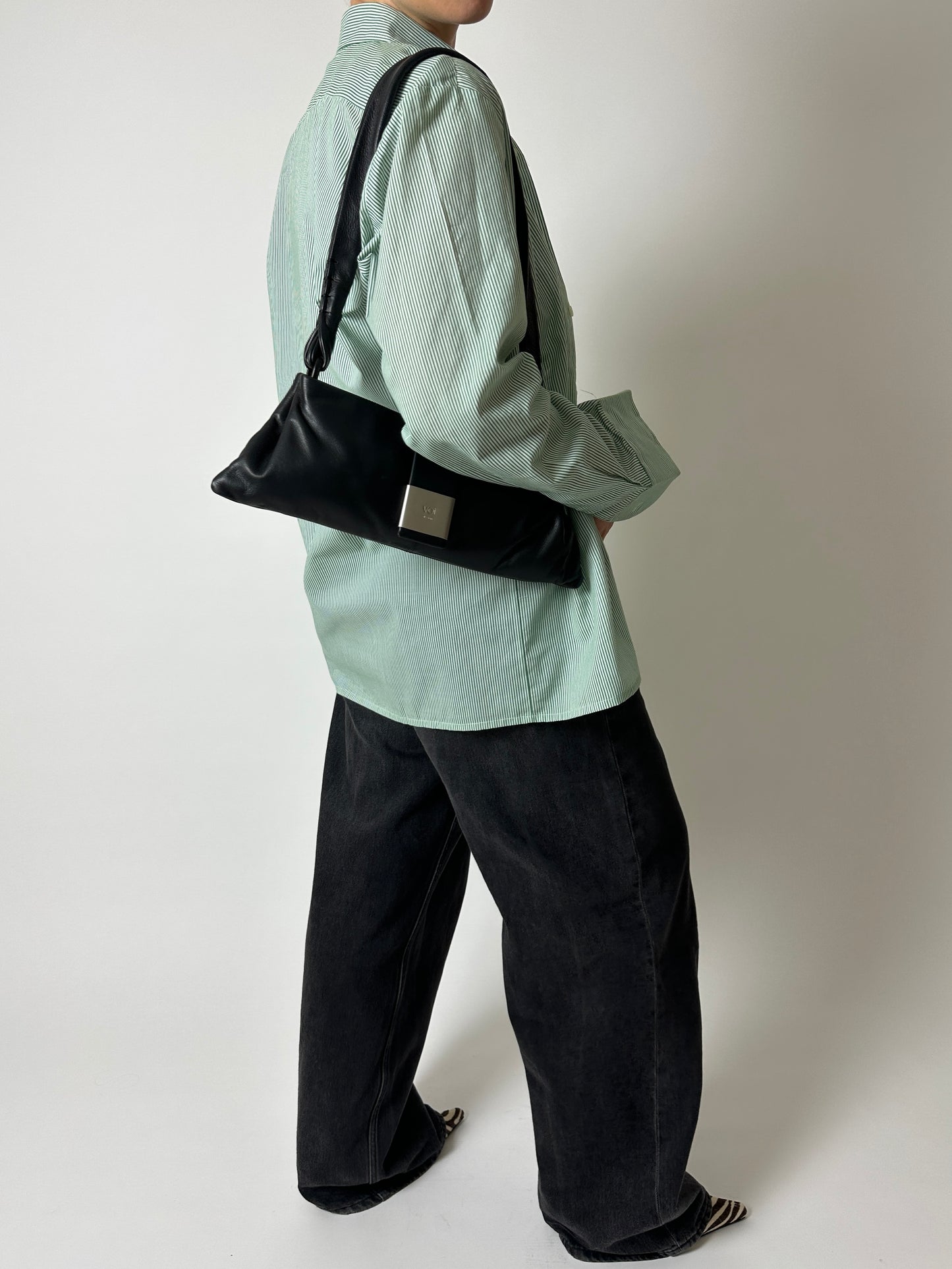 Relaxed fit striped shirt | Green / White