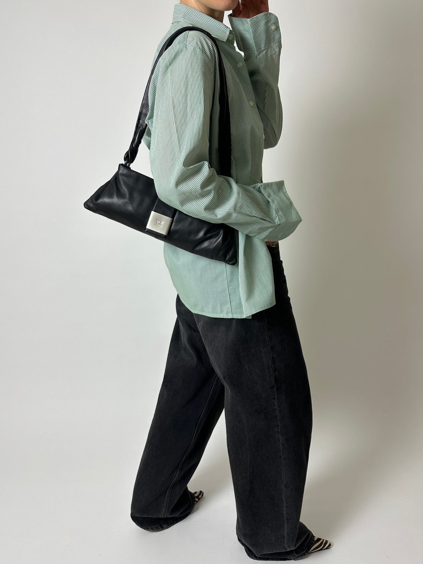 Leather baguette bag | Black
