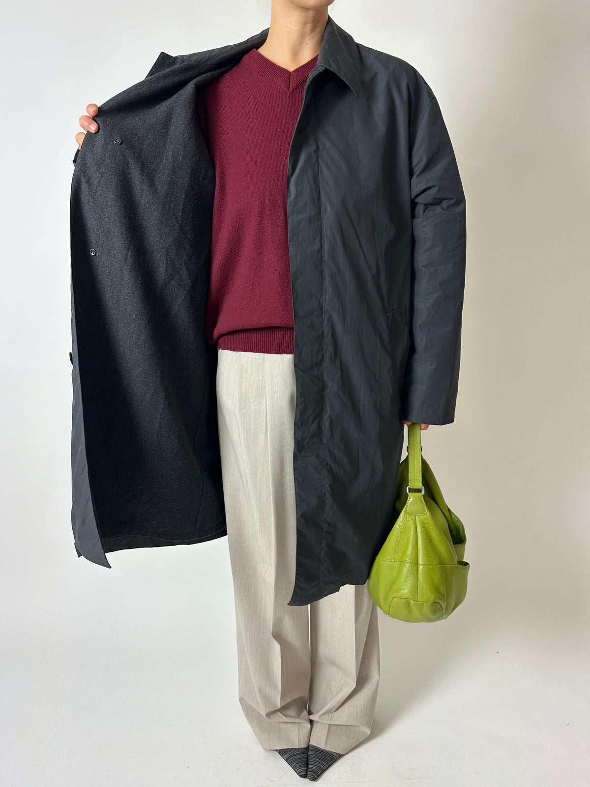 Long Mac coat | Off Black