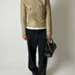 Leather fitted jacket | Soft ecru