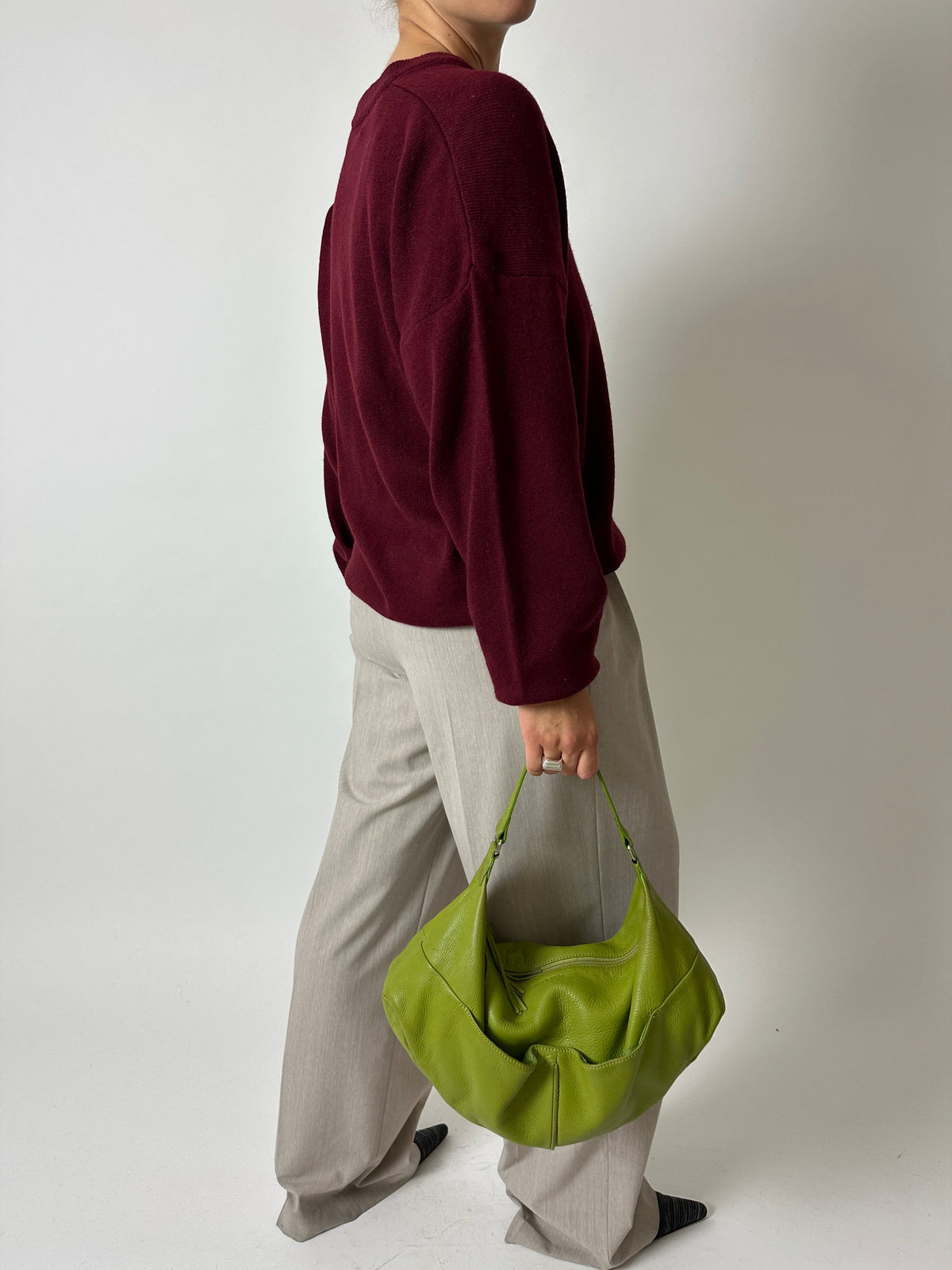 Wool v-neck sweater | Bordeaux