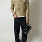 Leather fitted jacket | Soft ecru