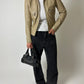 Leather fitted jacket | Soft ecru