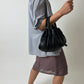 Leather pleated hand bag | Black