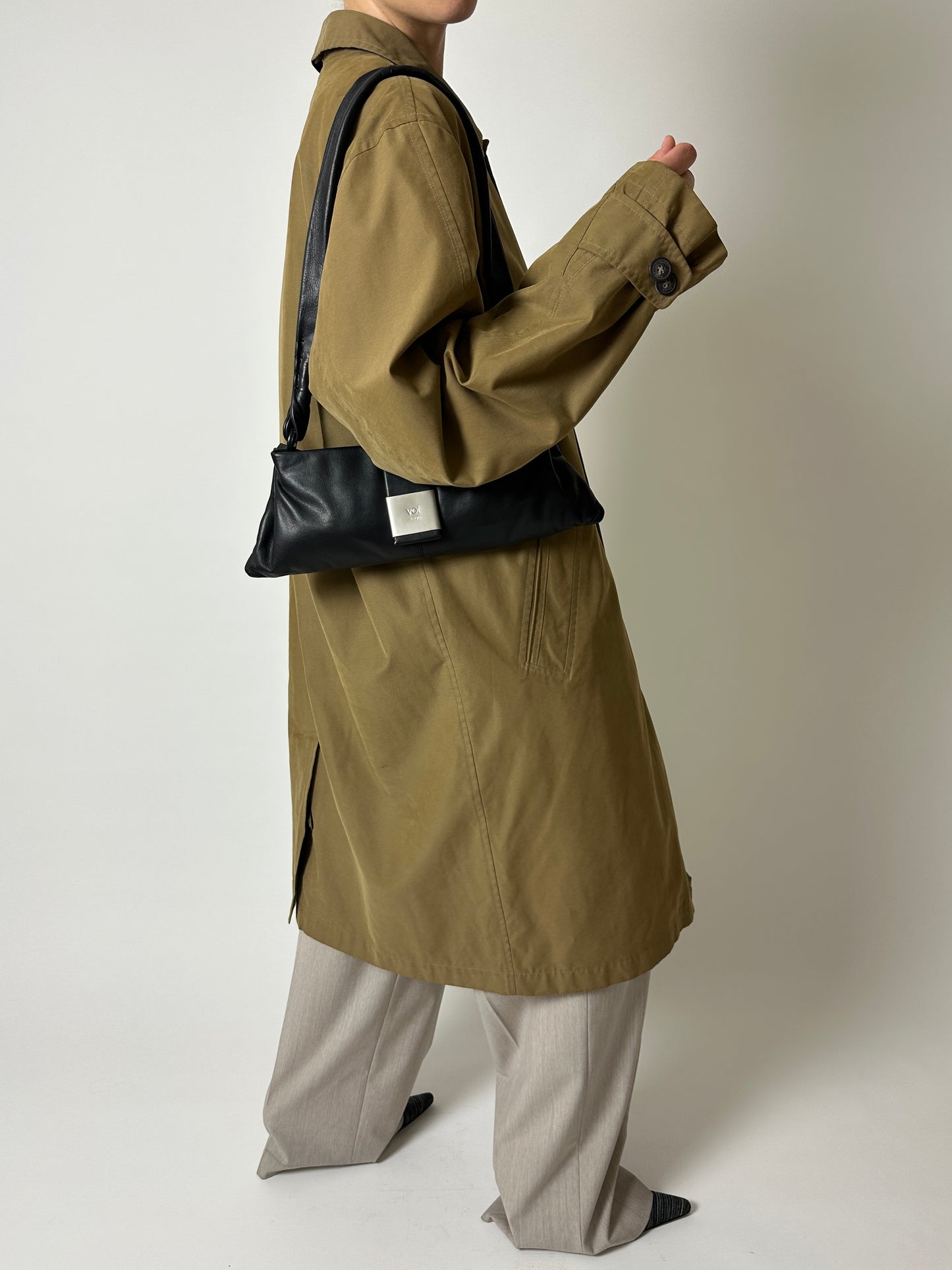 Leather baguette bag | Black
