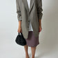 Leather pleated hand bag | Black