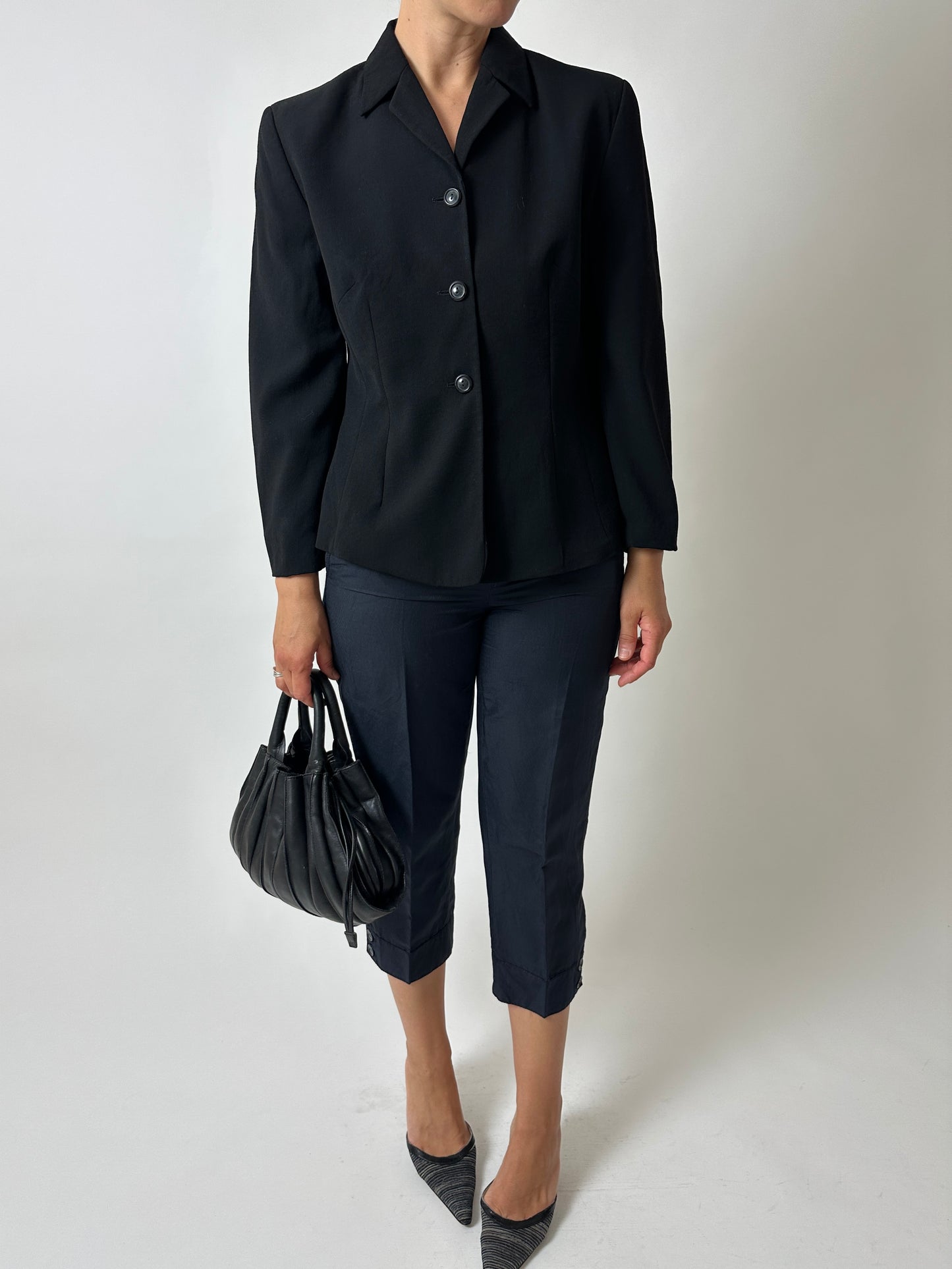 Fitted wool blazer | Black