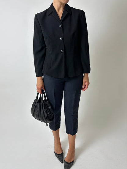 Fitted wool blazer | Black