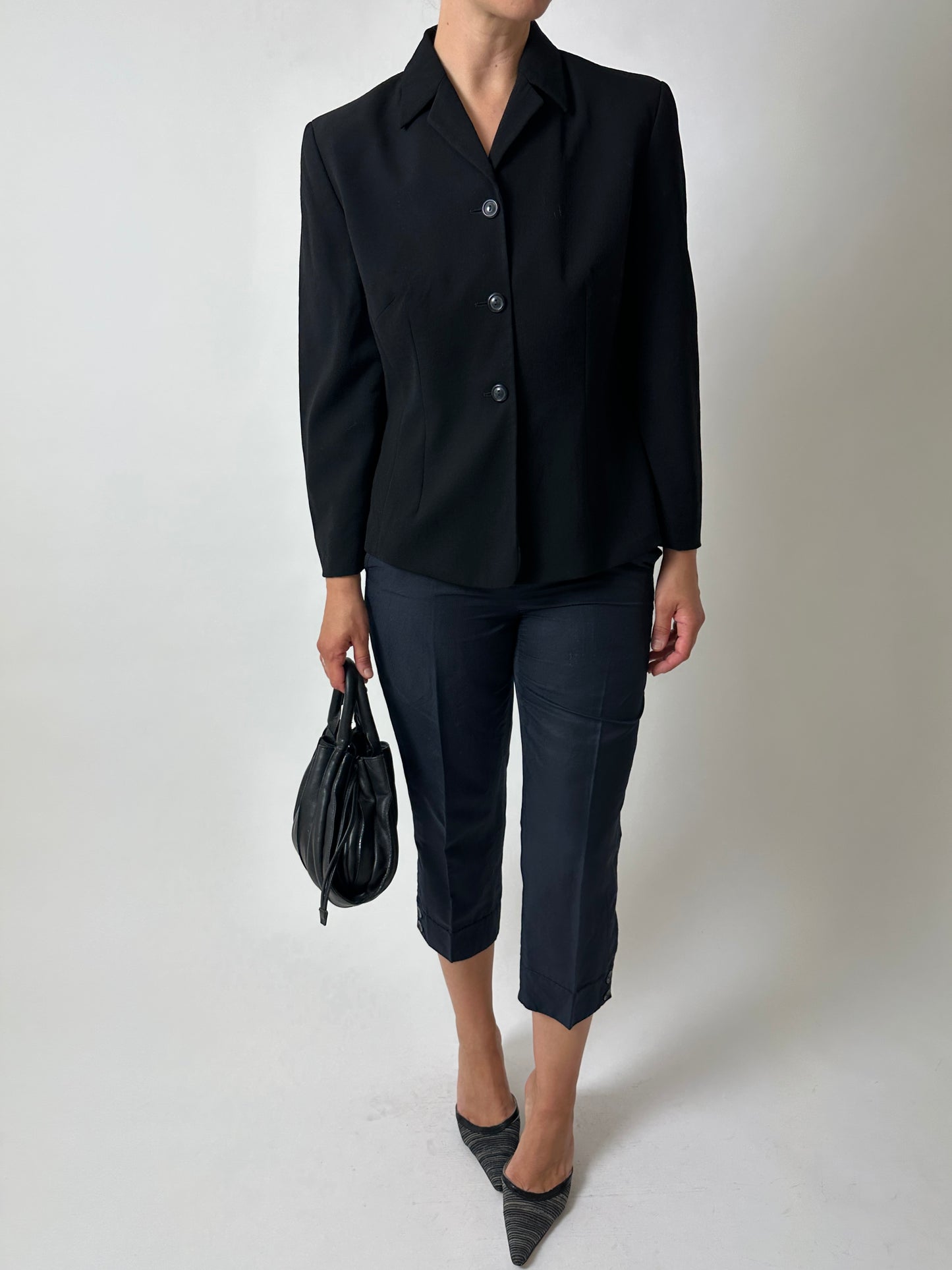 Fitted wool blazer | Black