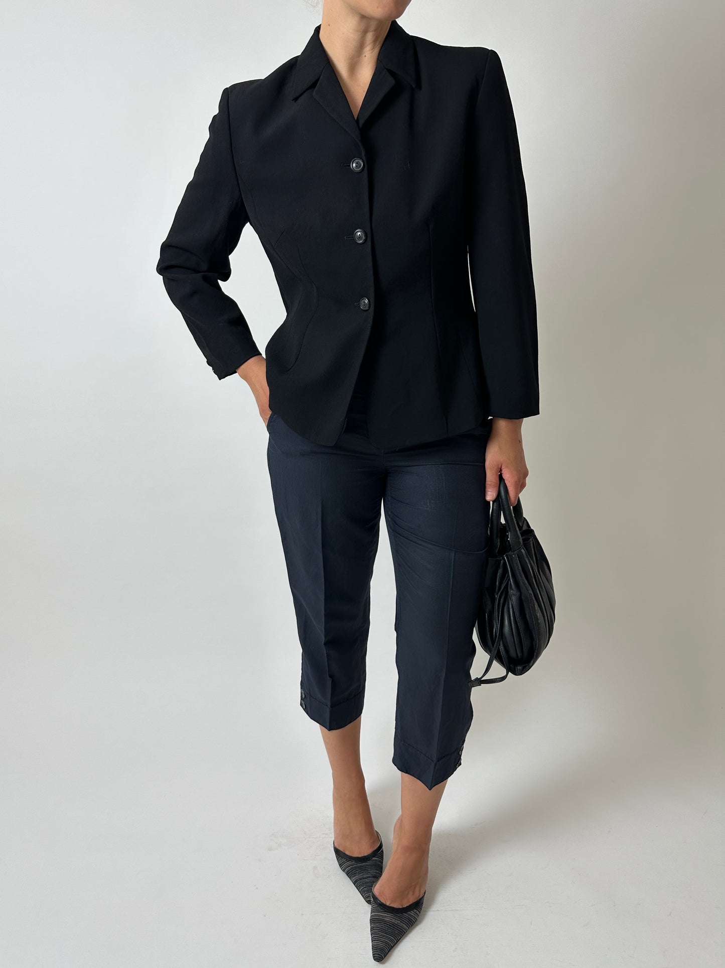 Fitted wool blazer | Black