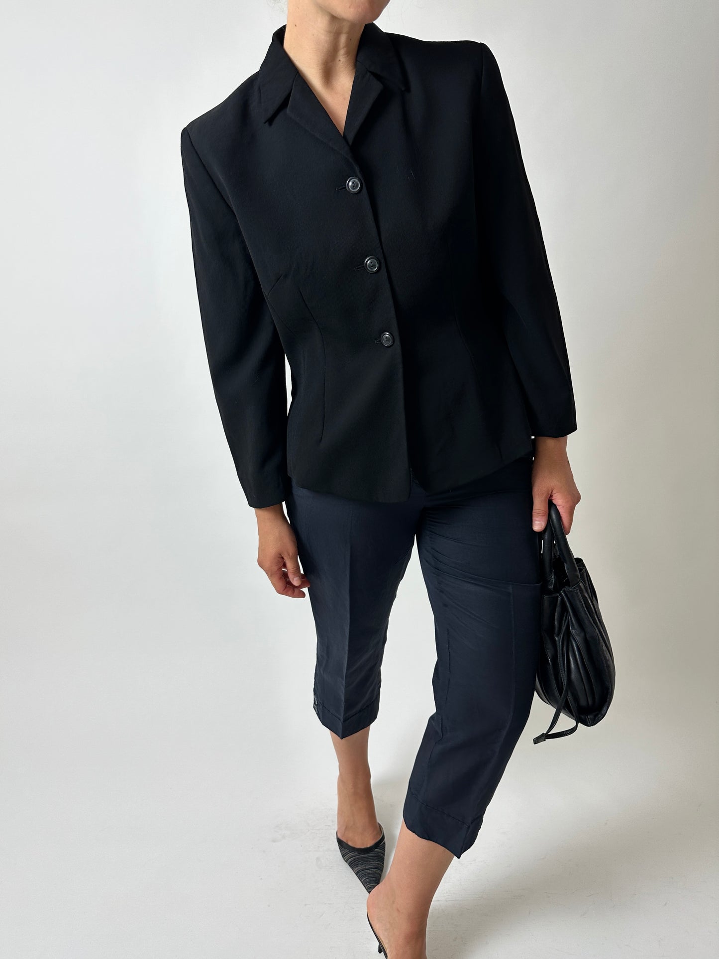 Fitted wool blazer | Black