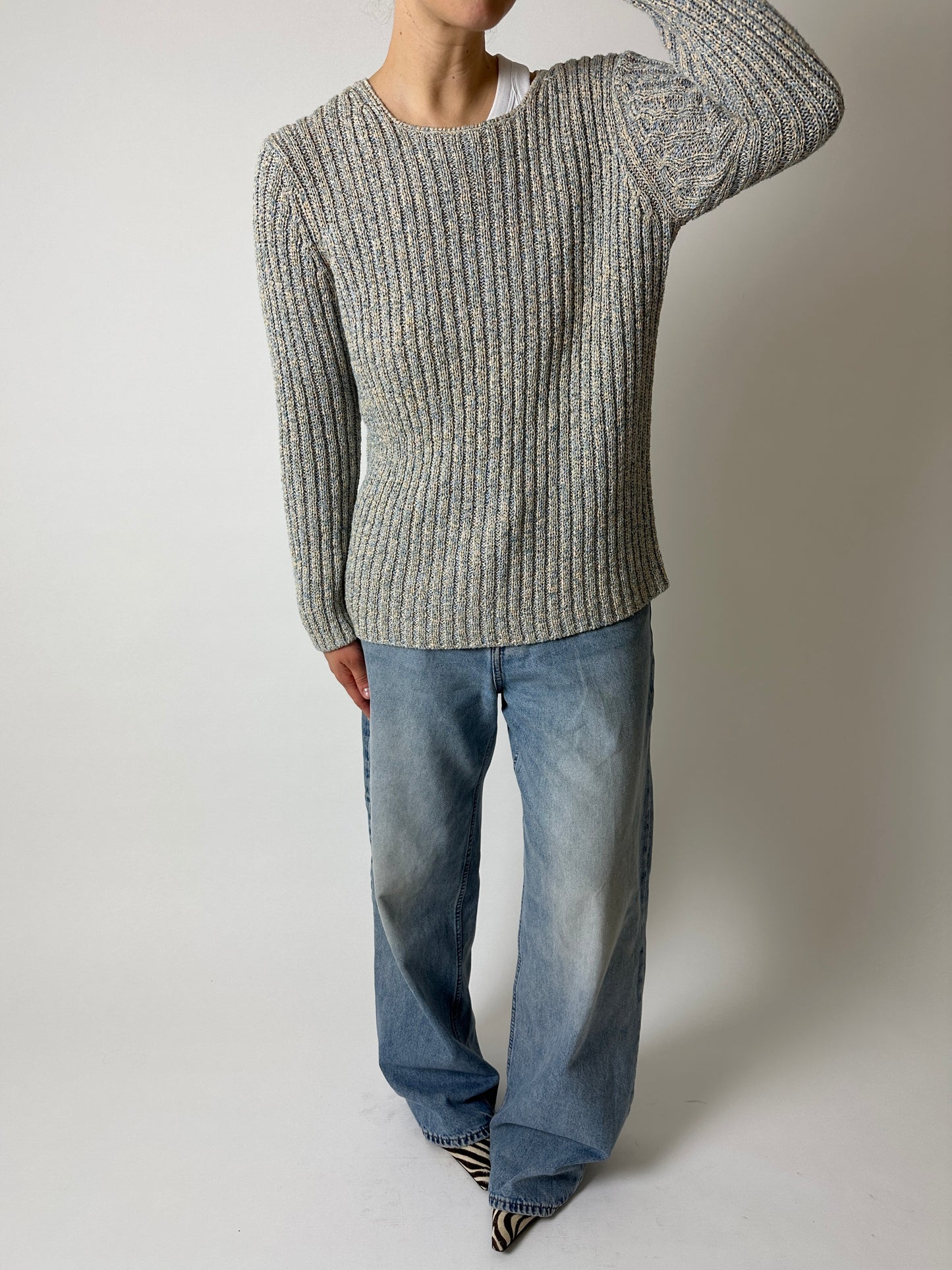 Melee sweater | Ecru / Light Blue