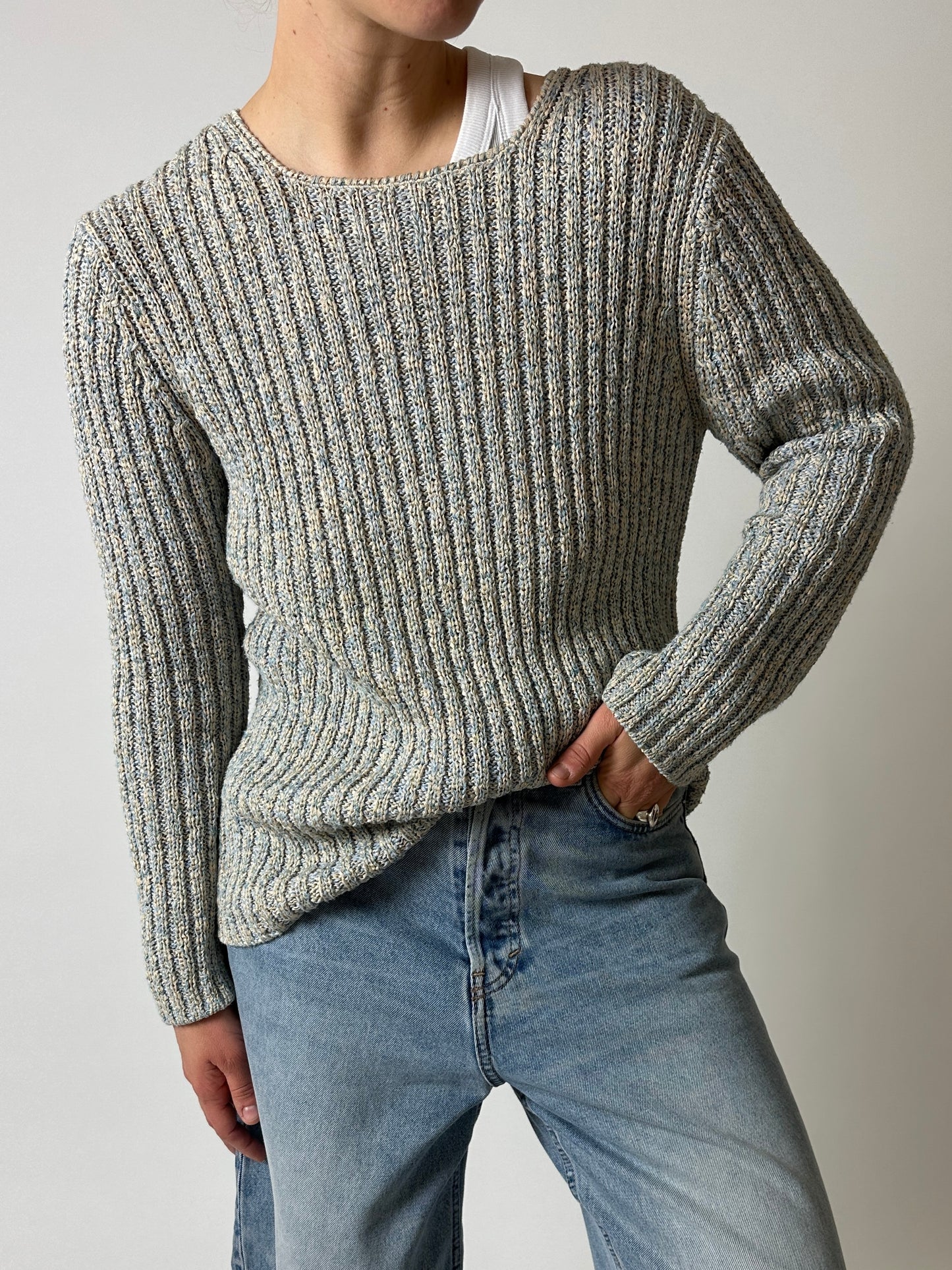 Melee sweater | Ecru / Light Blue