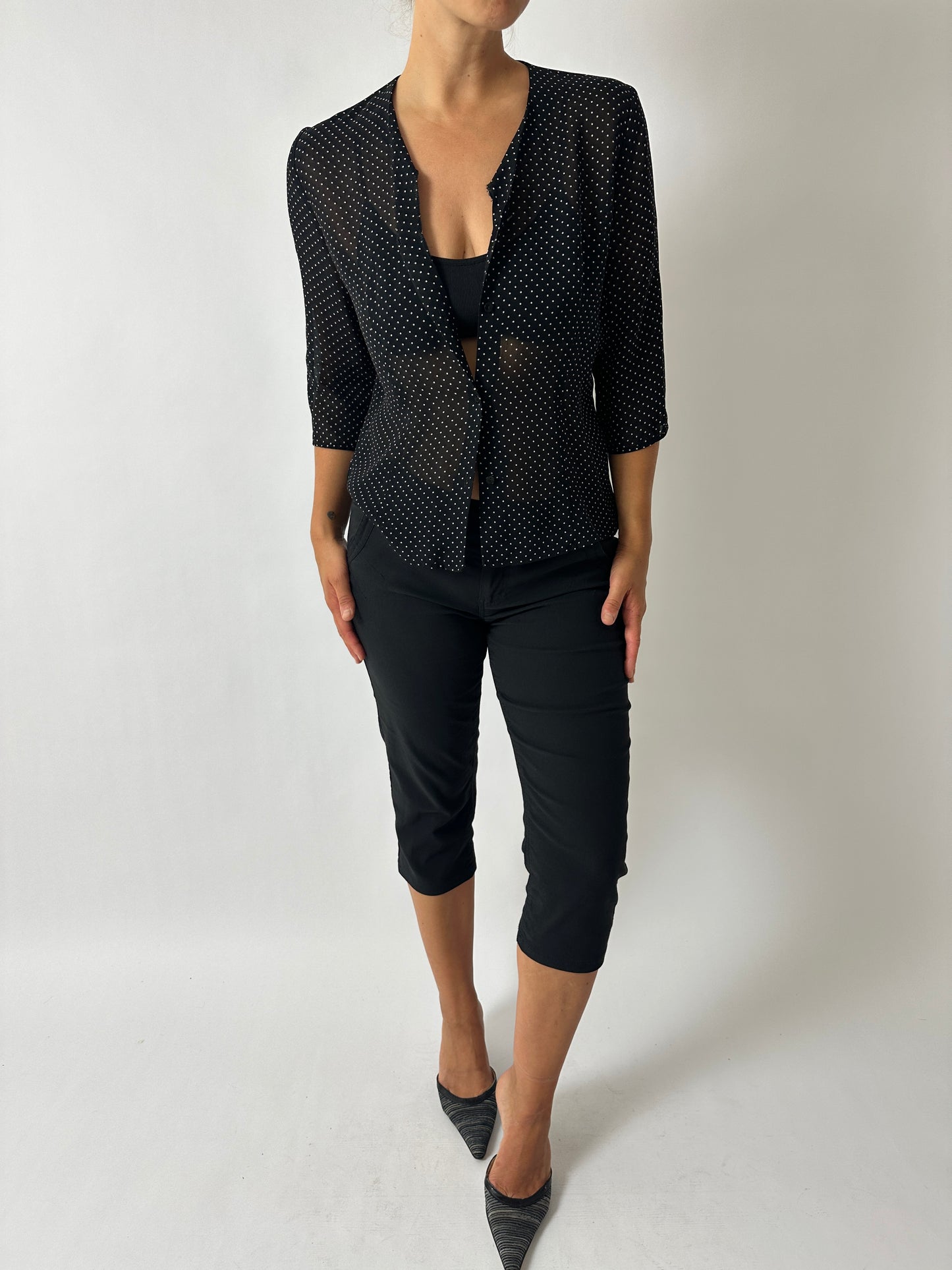 Capri stretch trousers | Black
