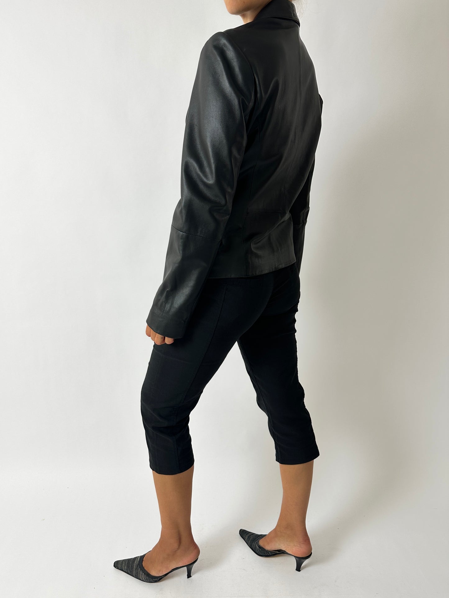 Leather blazer jacket| Black