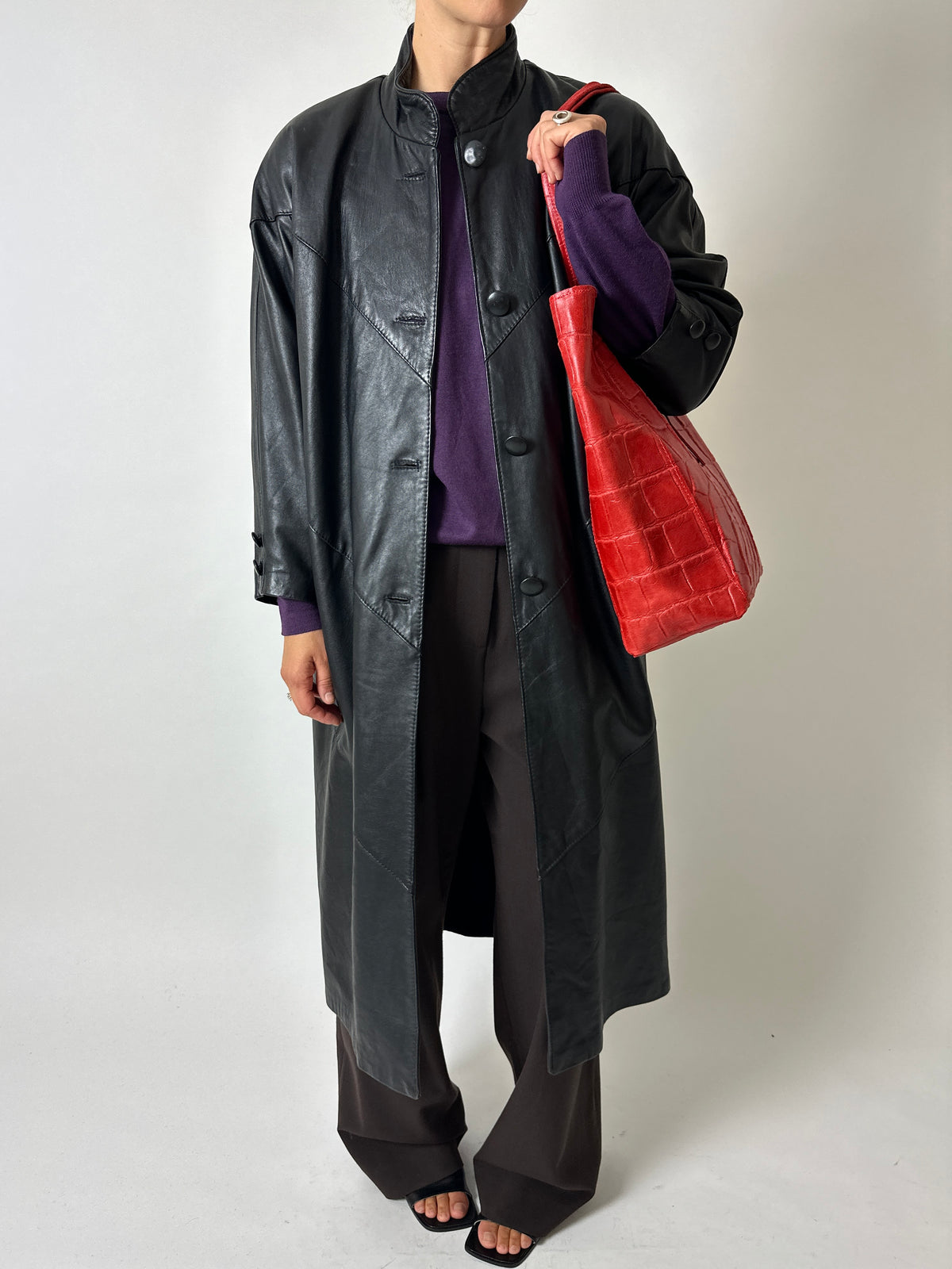 Croc embossed leather bag | Red