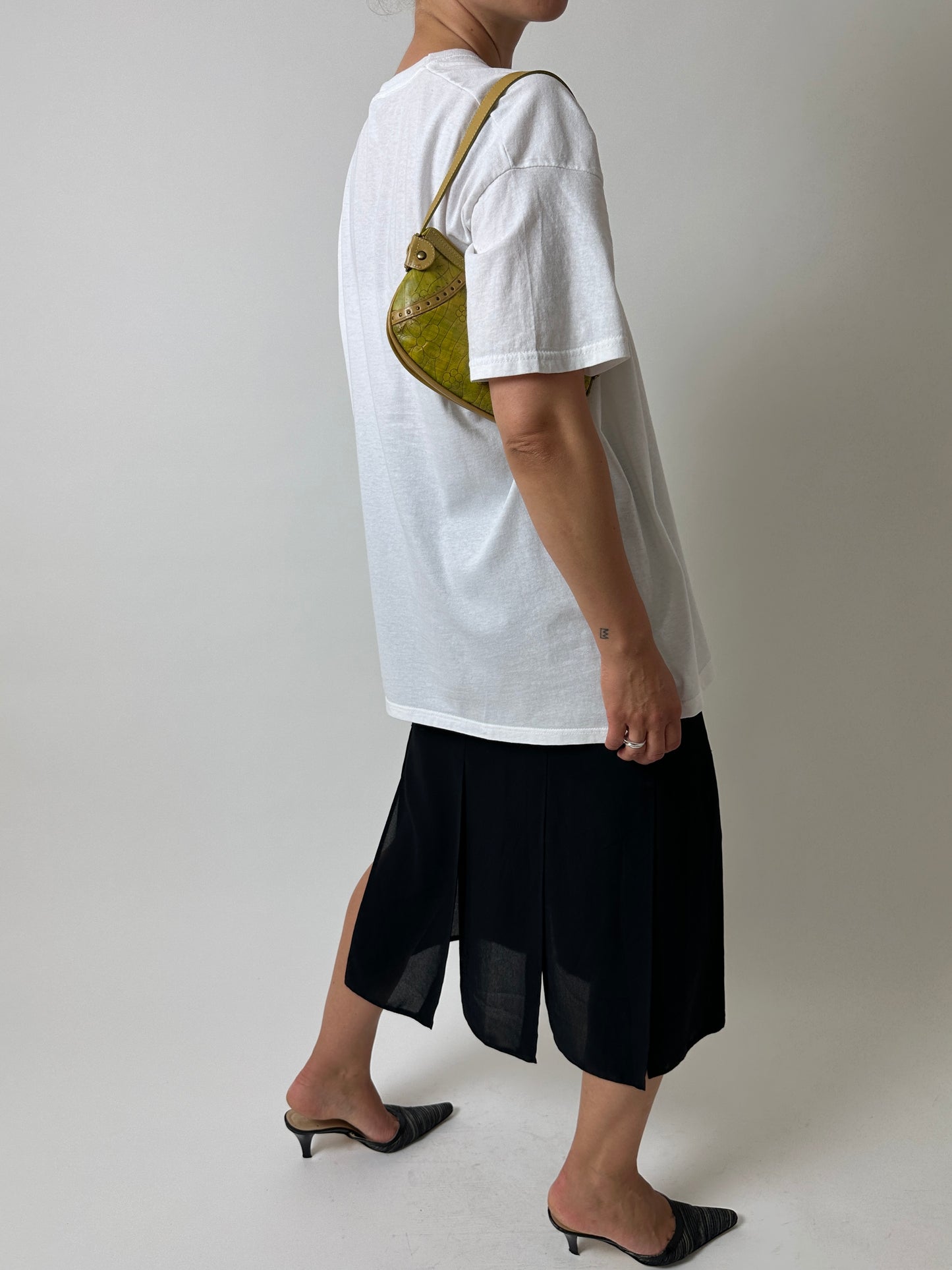 Leather mini shoulder bag | Honey Lime