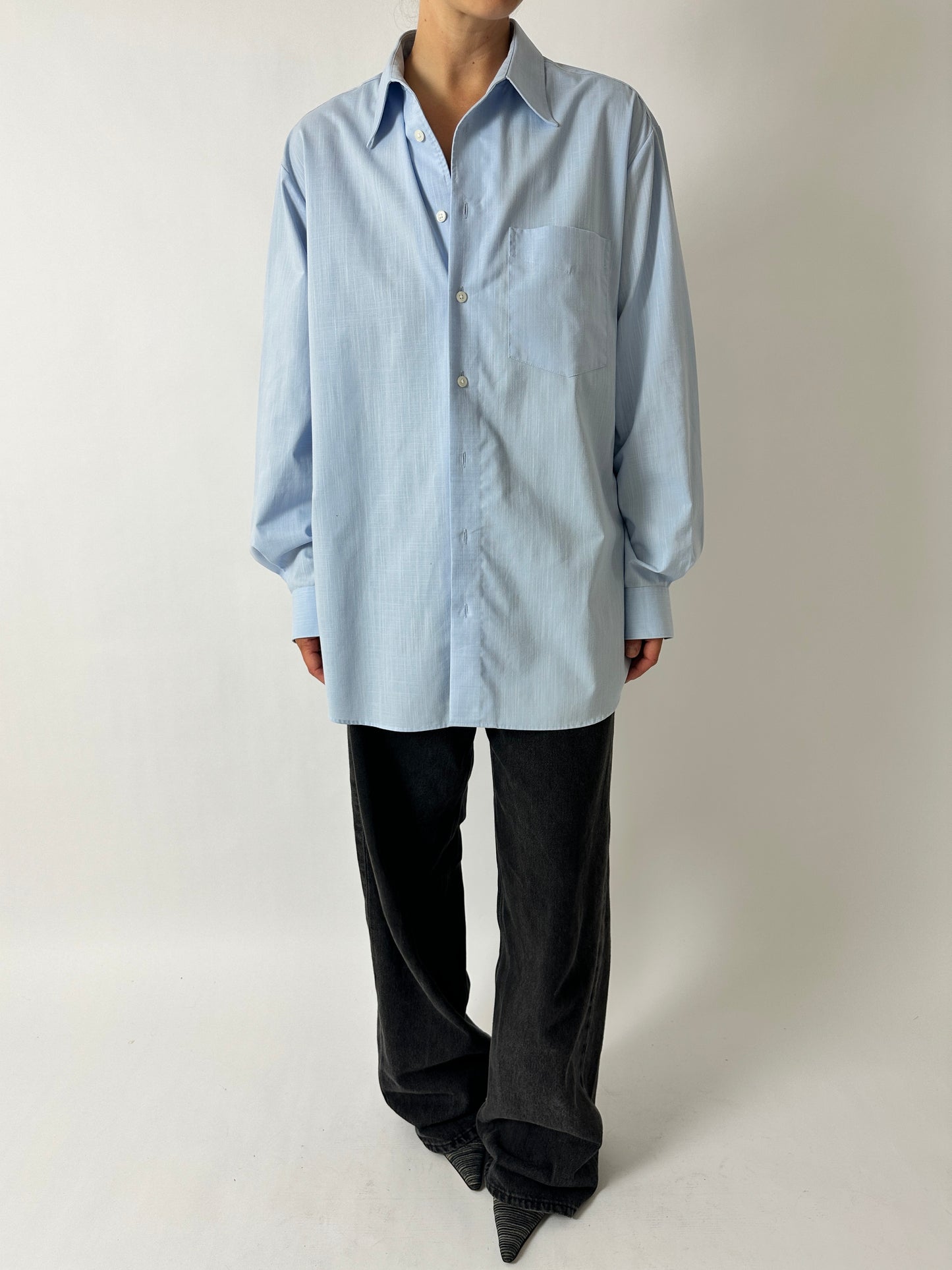 Oversized cotton shirt | Light blue