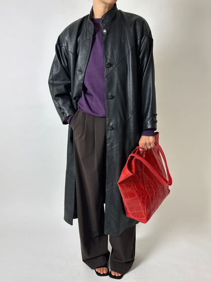 Long leather coat | Black