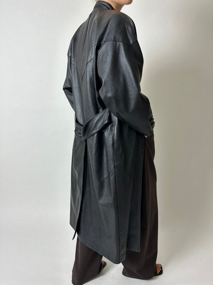 Long leather coat | Black