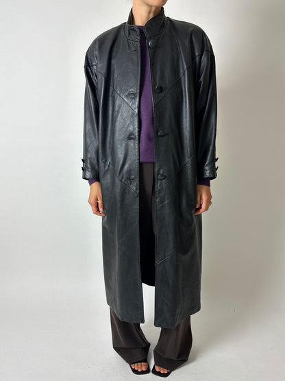 Long leather coat | Black