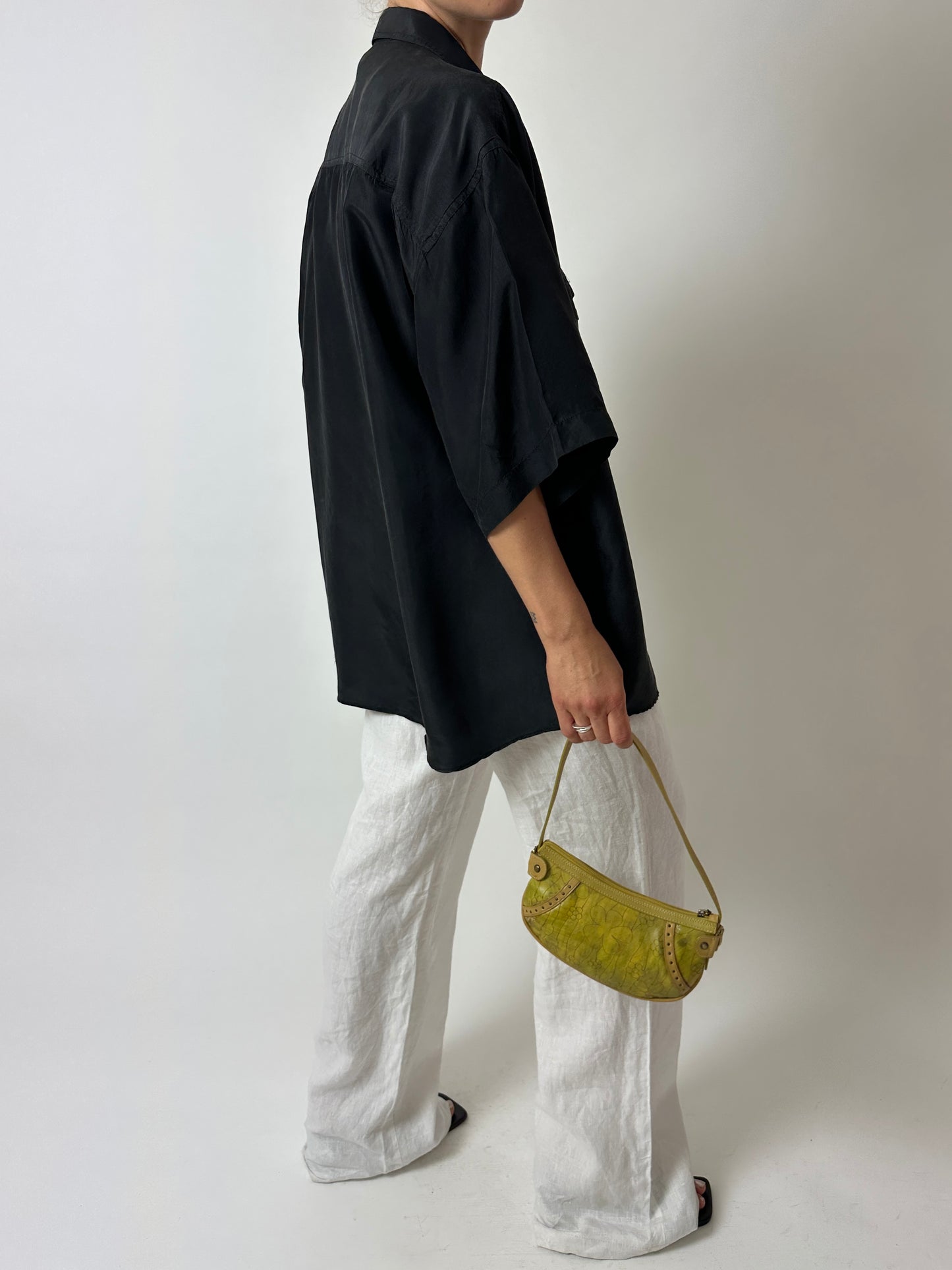 Oversized silk shirt | Black