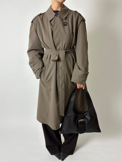 Long trench coat | Brown green