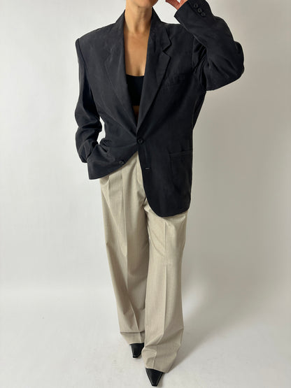 Oversized silk blazer | Black