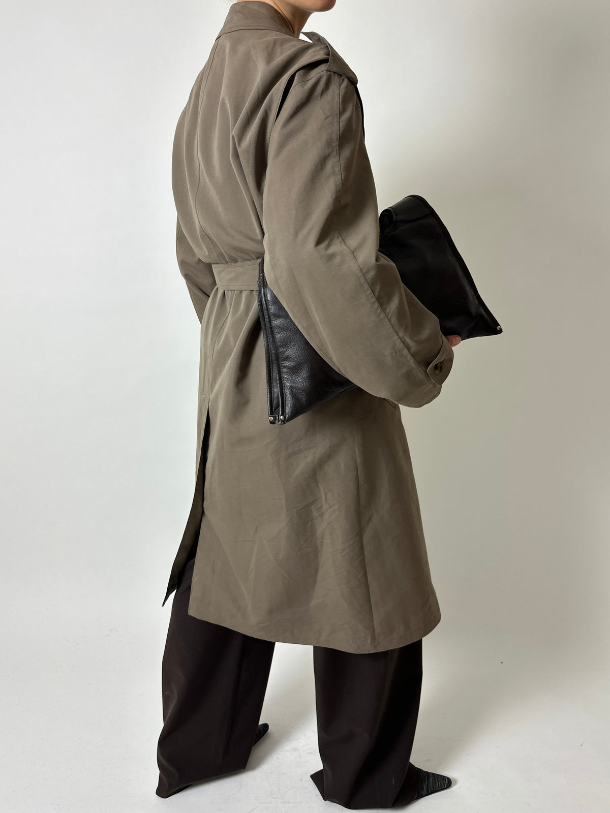 Long trench coat | Brown green