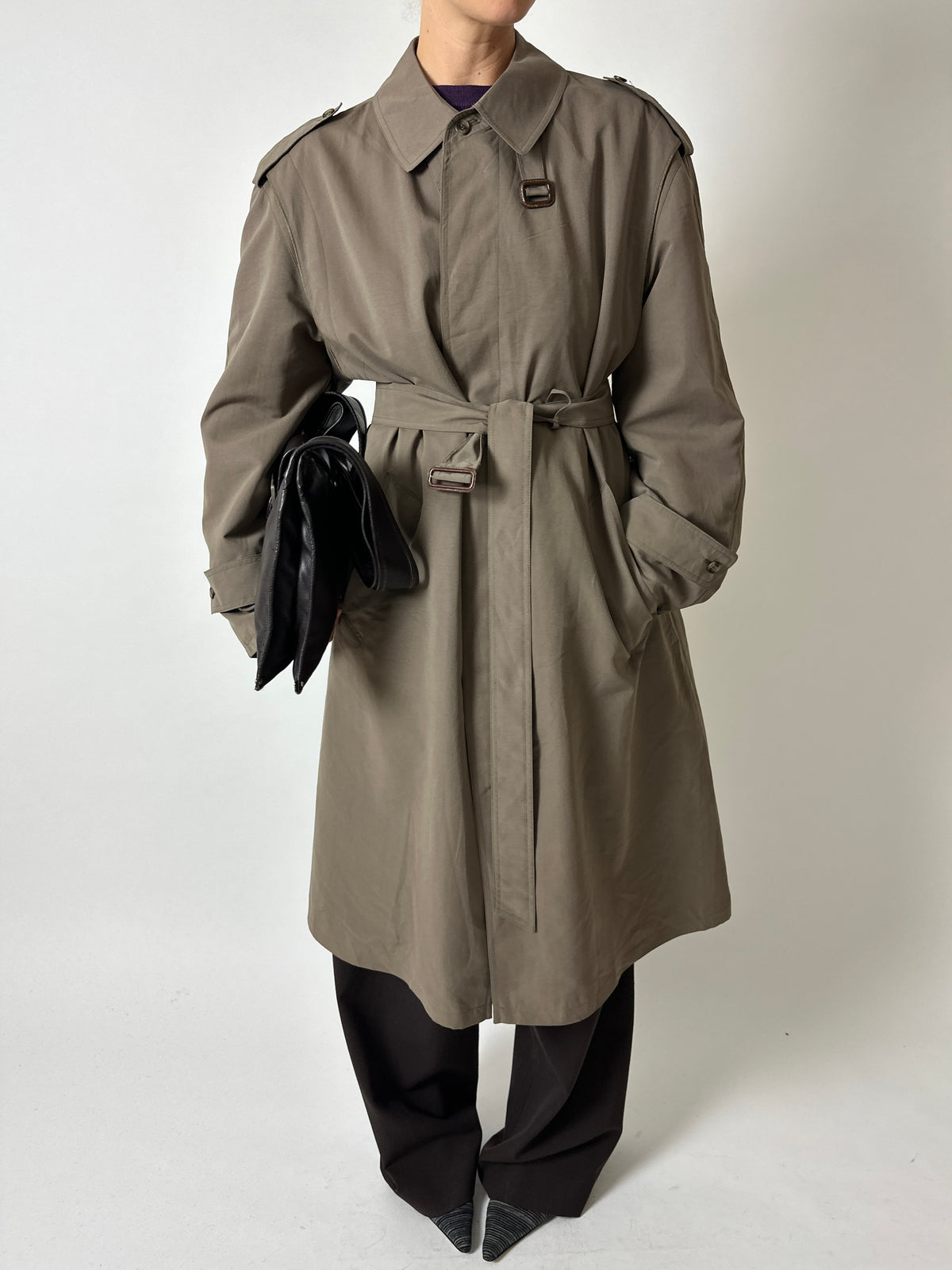 Long trench coat | Brown green