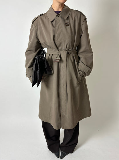 Long trench coat | Brown green