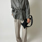 Leather belted jacket | Grey