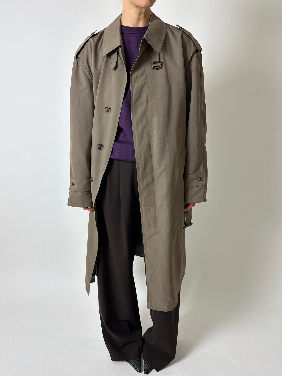 Long trench coat | Brown green