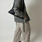 Leather belted jacket | Grey