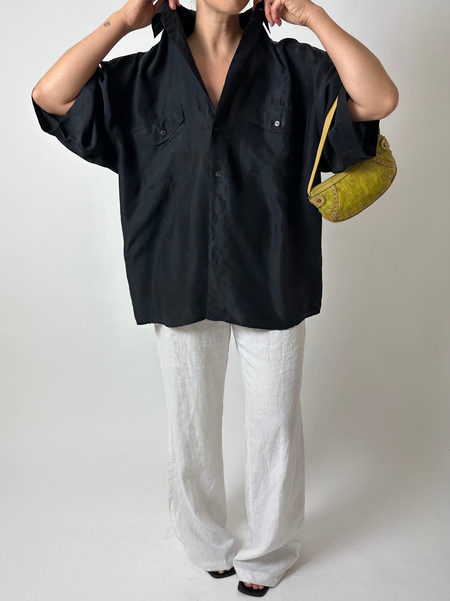 Oversized silk shirt | Black
