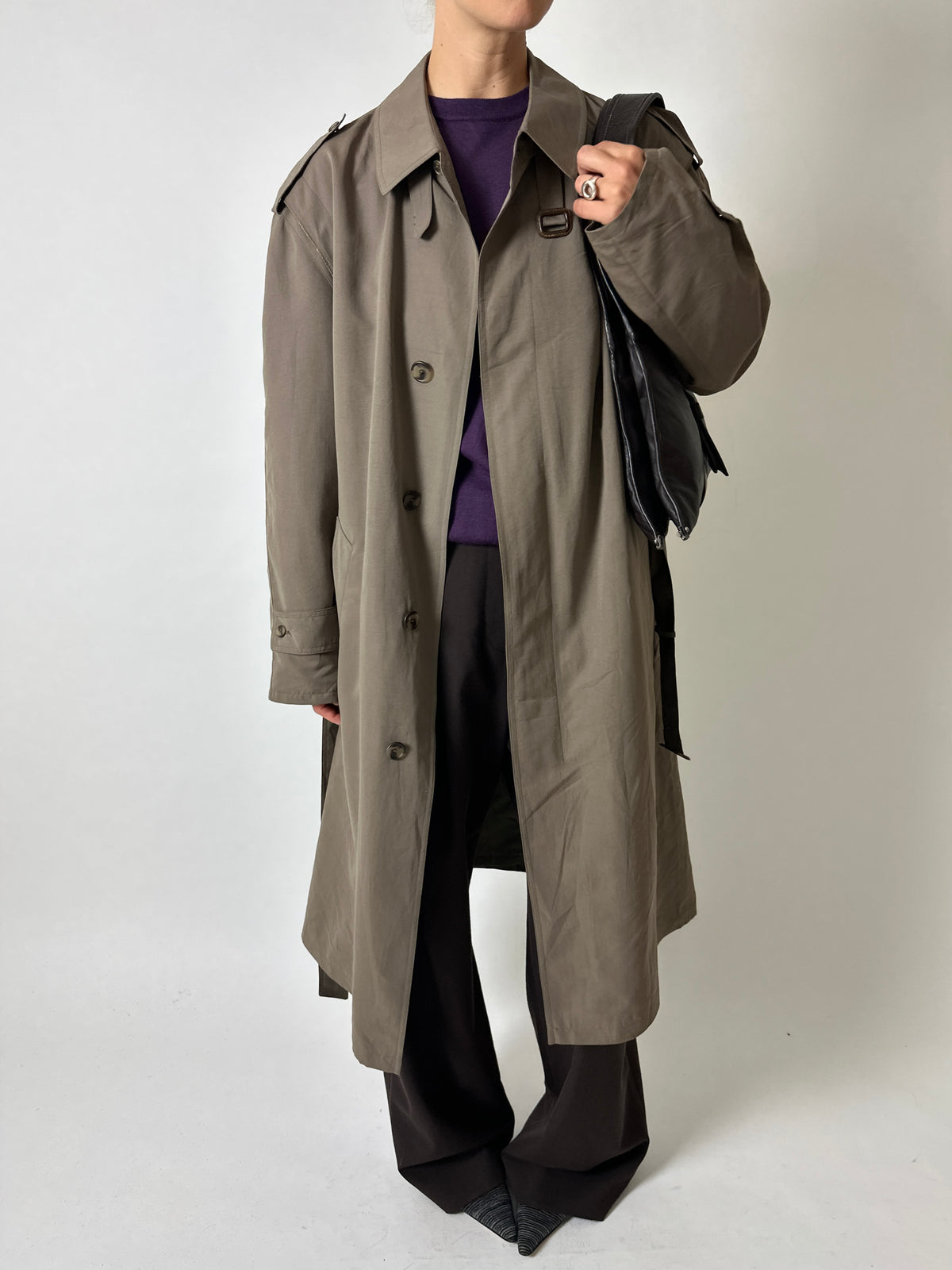 Long trench coat | Brown green