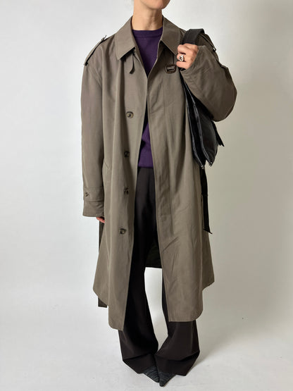 Long trench coat | Brown green