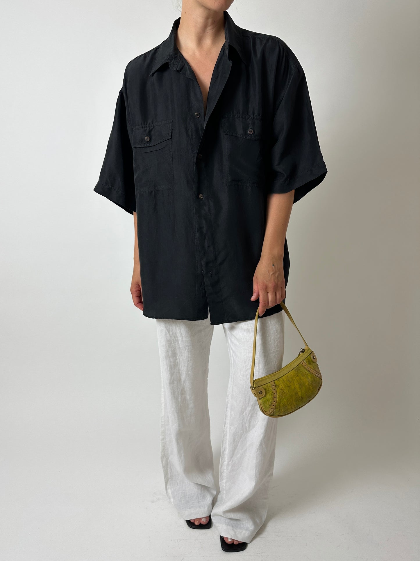 Oversized silk shirt | Black