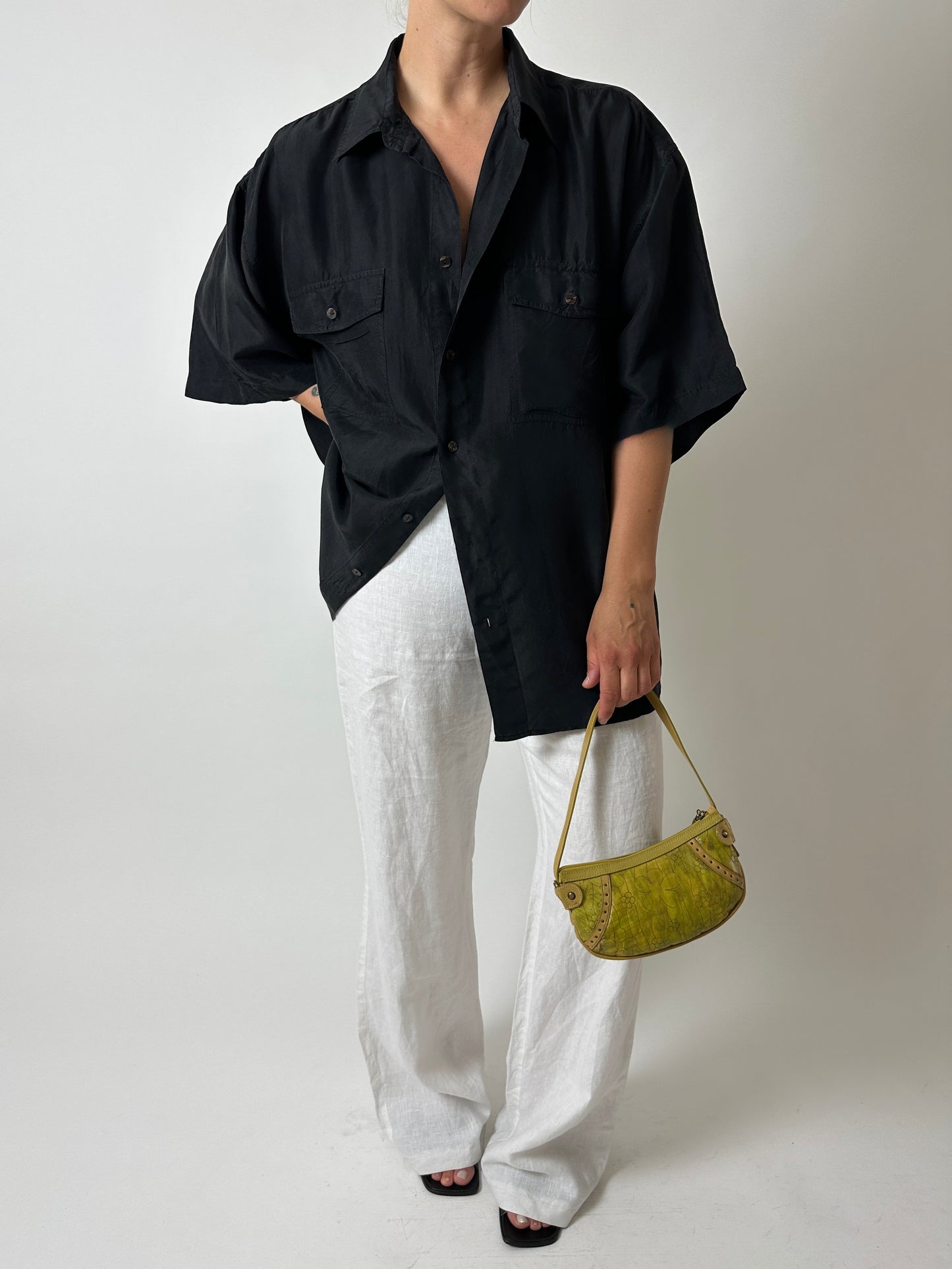 Oversized silk shirt | Black