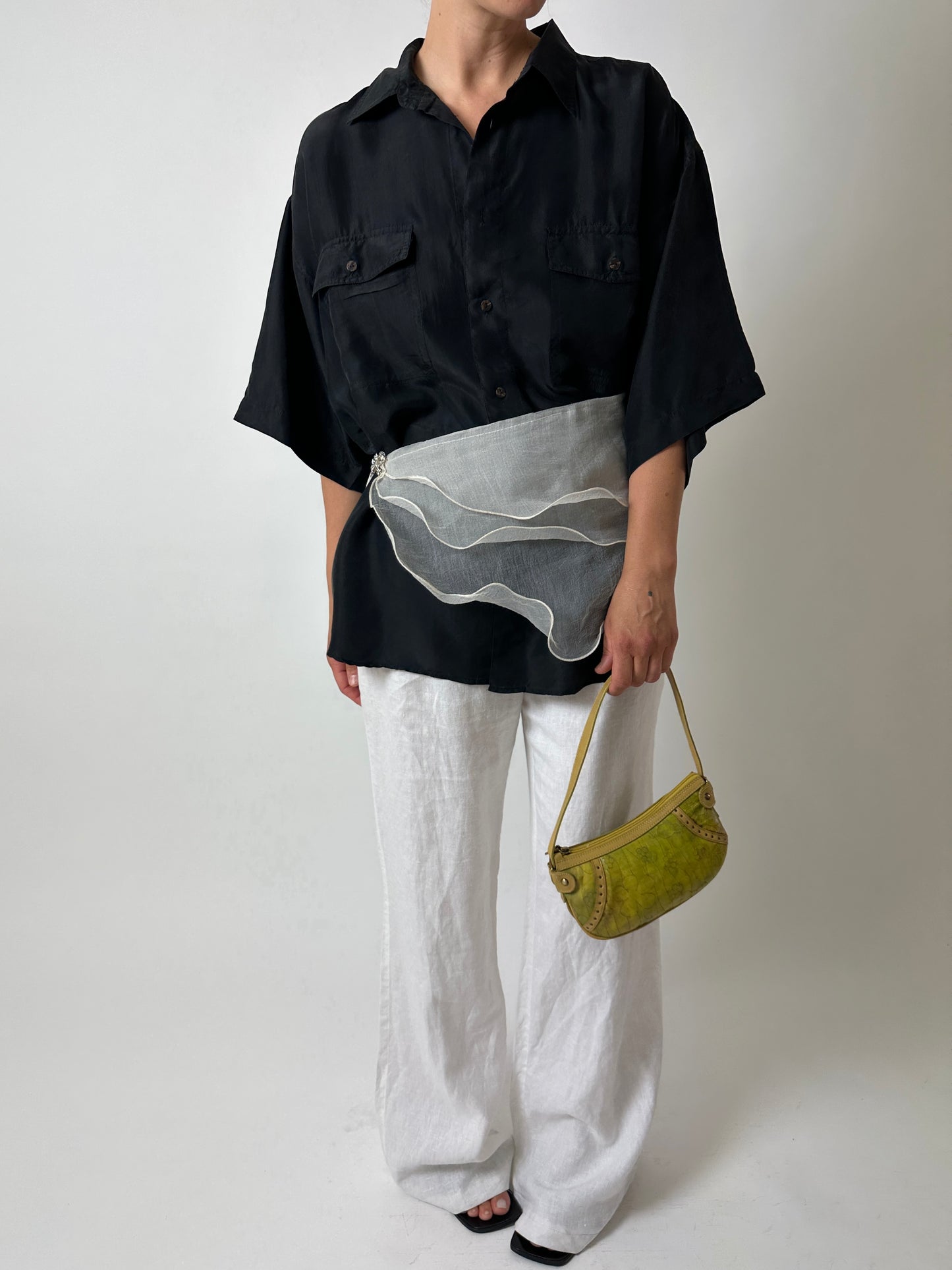 Leather mini shoulder bag | Honey Lime