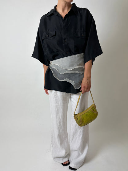 Leather mini shoulder bag | Honey Lime