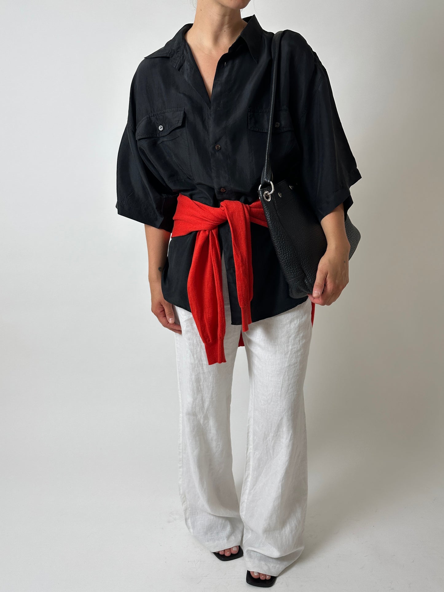 Oversized silk shirt | Black