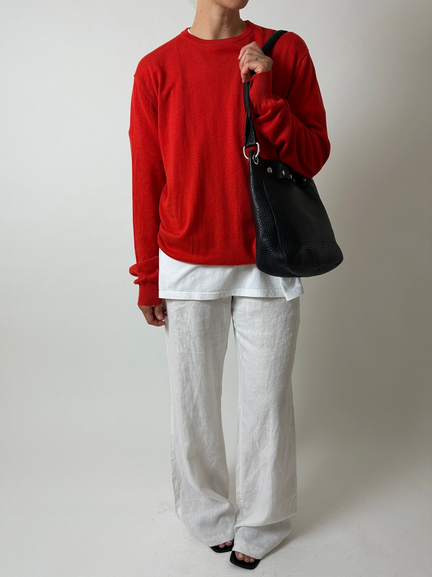Wool-cotton blend sweater | Red