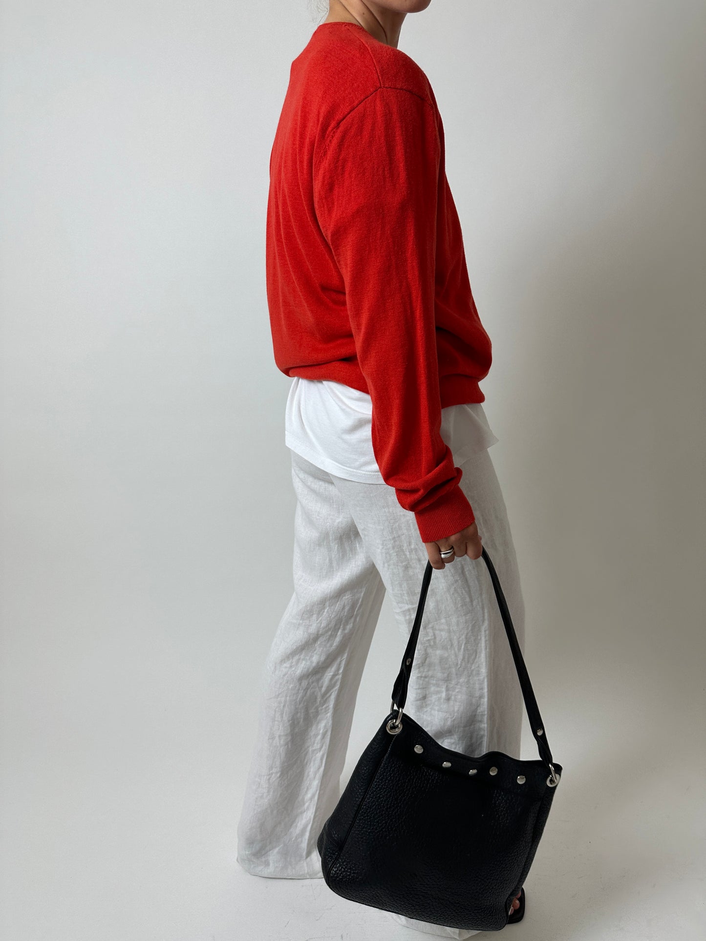 Wool-cotton blend sweater | Red